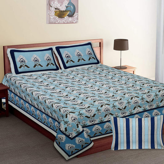 Pure Cotton Jumbo Size Double Bedsheet. ( 108X 108) with pillow covers