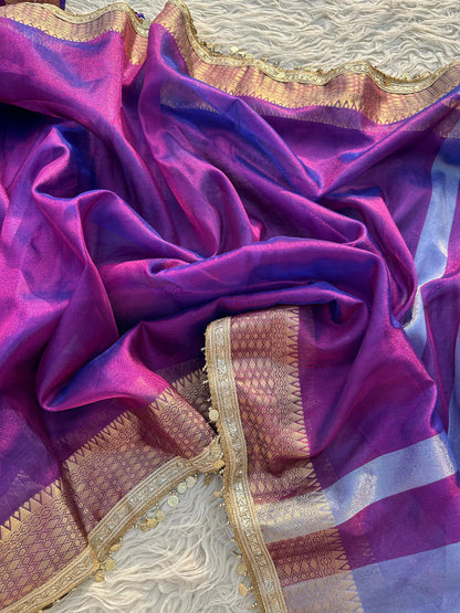 Banarasi Tissue Silk  Heavy Lace Saree With Blouse