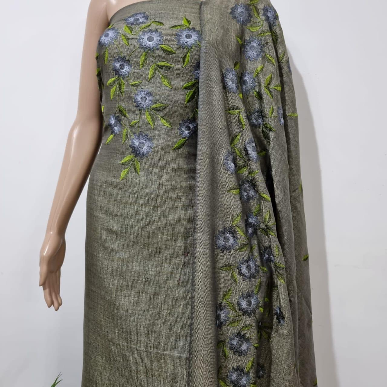 Pure Khaddi Cotton Linen Embroidery Work Unstitched Suit.