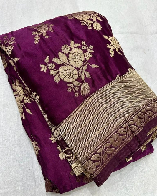 Banarasi Handloom  Khaddi   Semi Georgette Saree with Zari Work