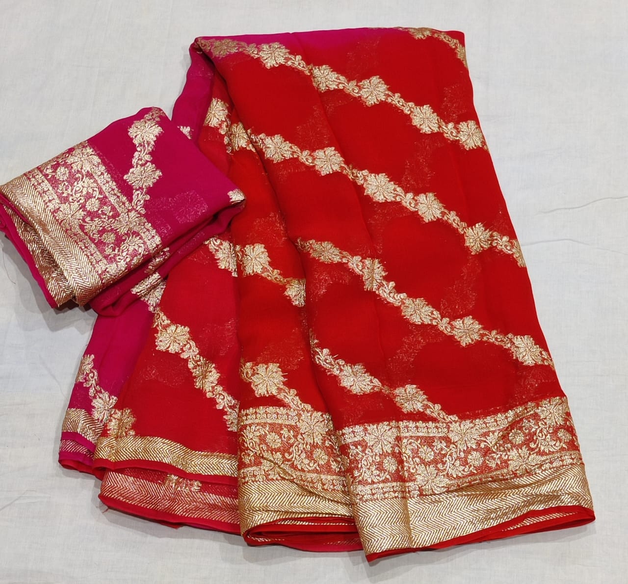 Georgette leheriya pattern saree