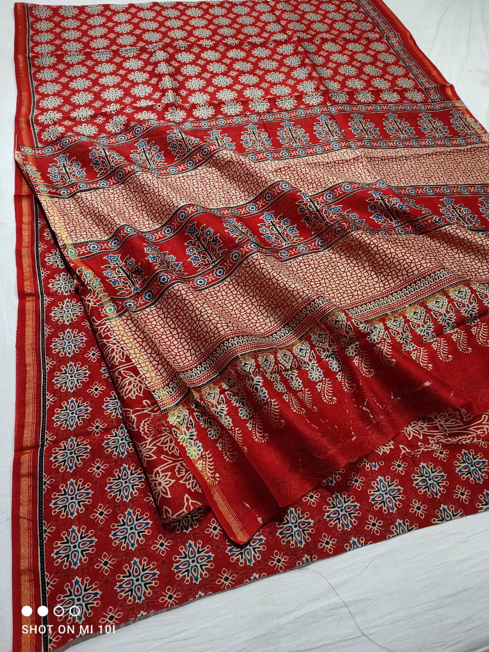 Pure Chanderi Cotton Silk Azrak Print Saree