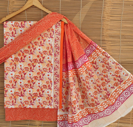 Exclusive new hand block printed cotton suits with cotton duptta