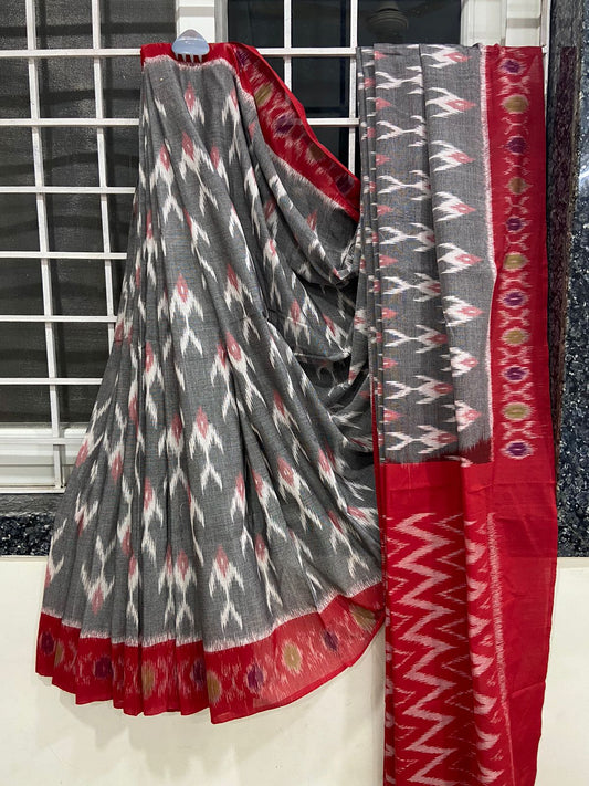 Pure   Double Ikkat Pochampally Cotton   Saree