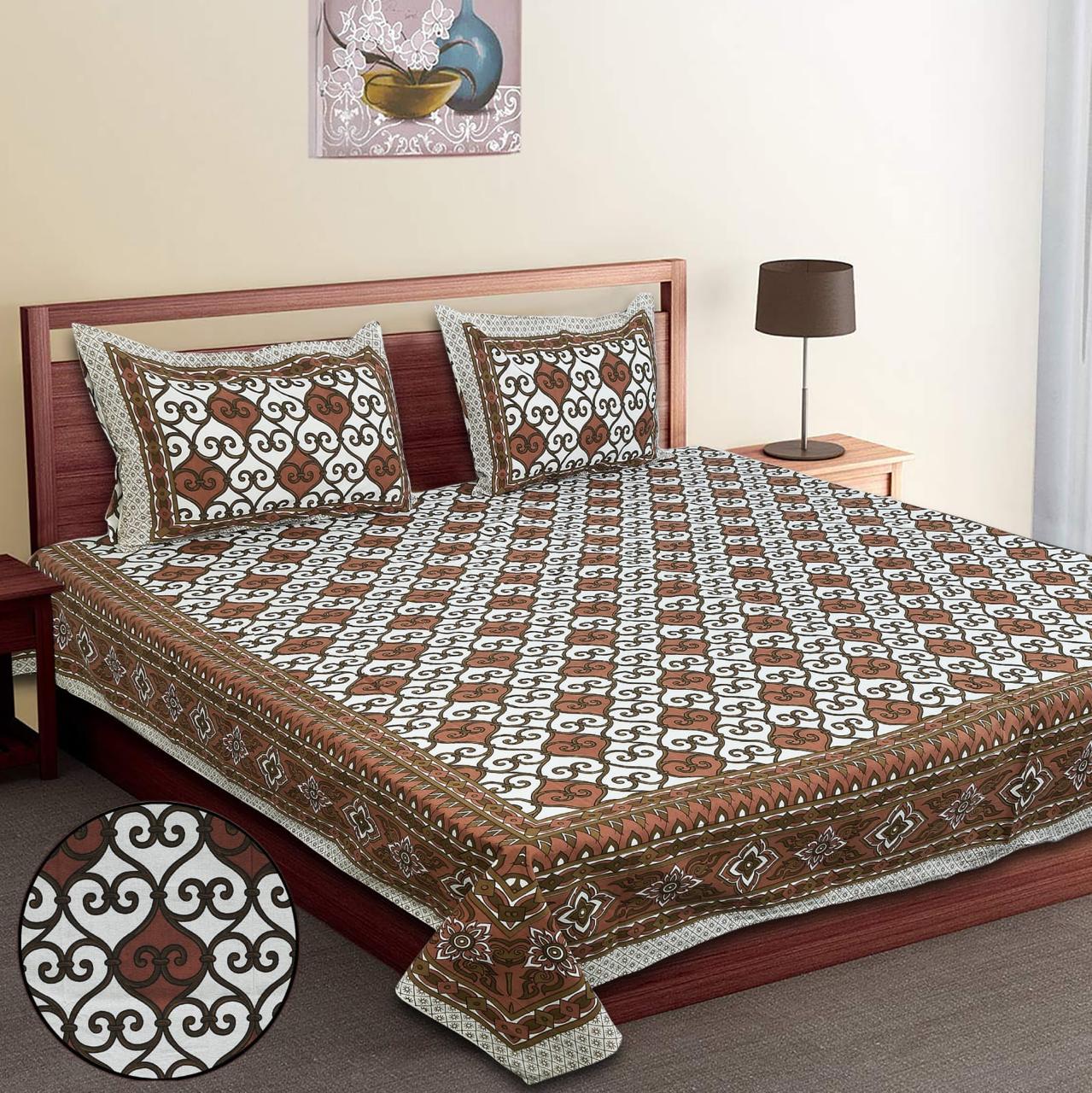 Pure Cotton Jumbo Size Double Bedsheet. ( 108X 108) with pillow covers