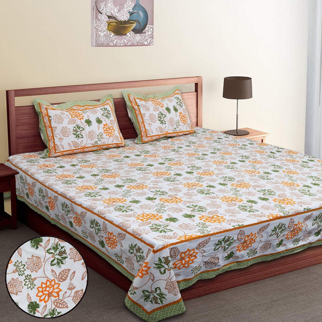 Pure Cotton Jumbo Size Double Bedsheet. ( 108X 108) with pillow covers