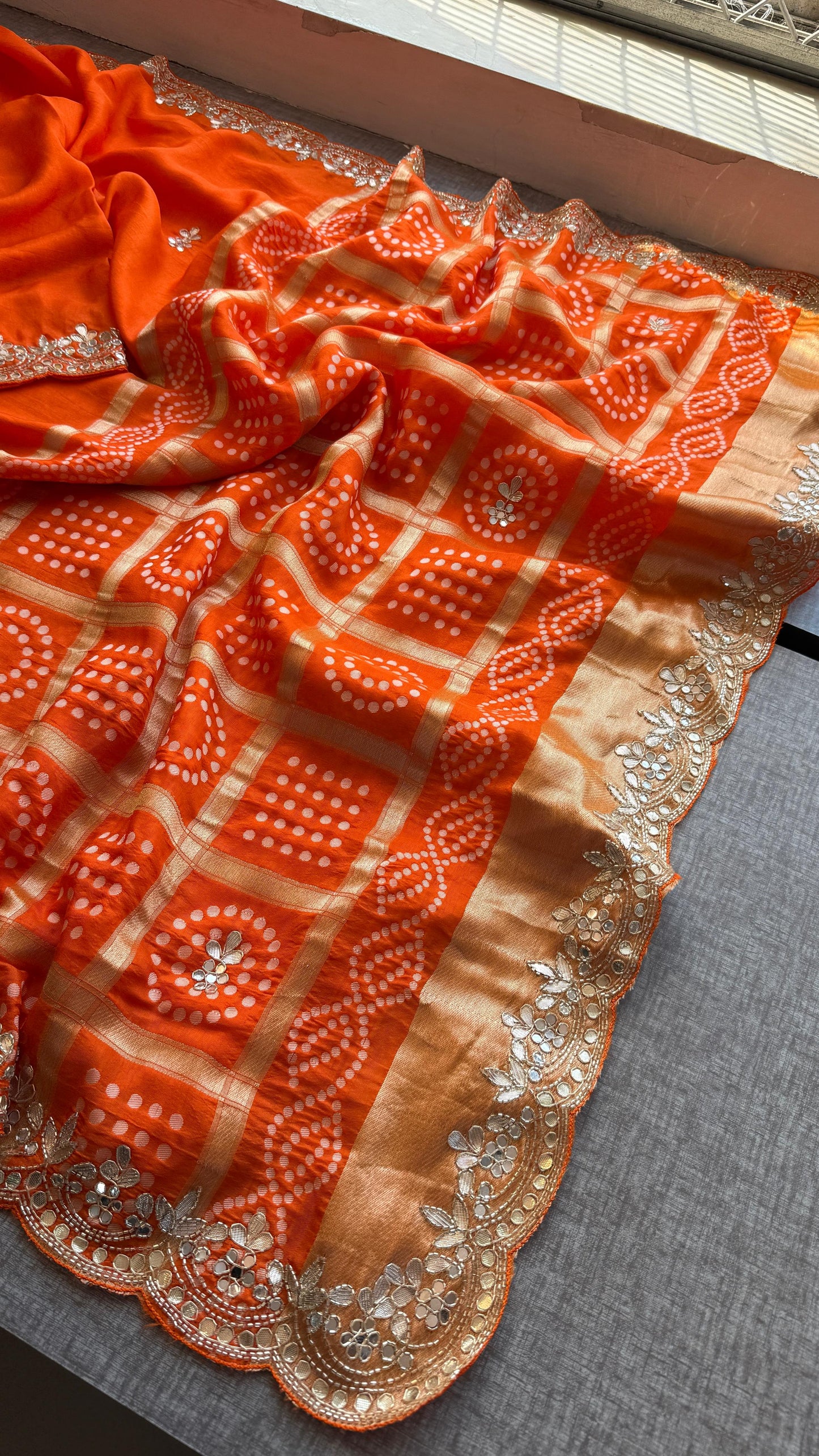 Pure Munga Silk Gotta Patti Work Saree With Blouse