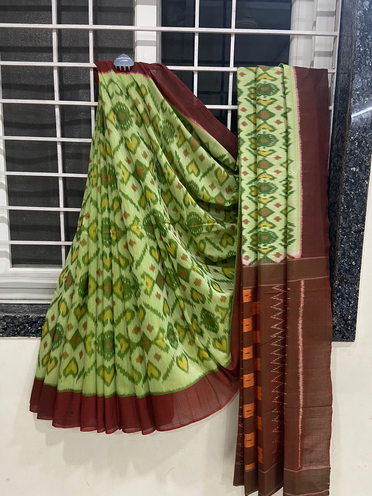 Pure  Double Ikkat Pochampally Cotton   Saree