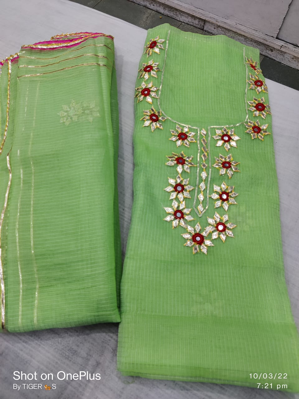 Beautiful Gota Patti Work Kota doria Unstitched Suit