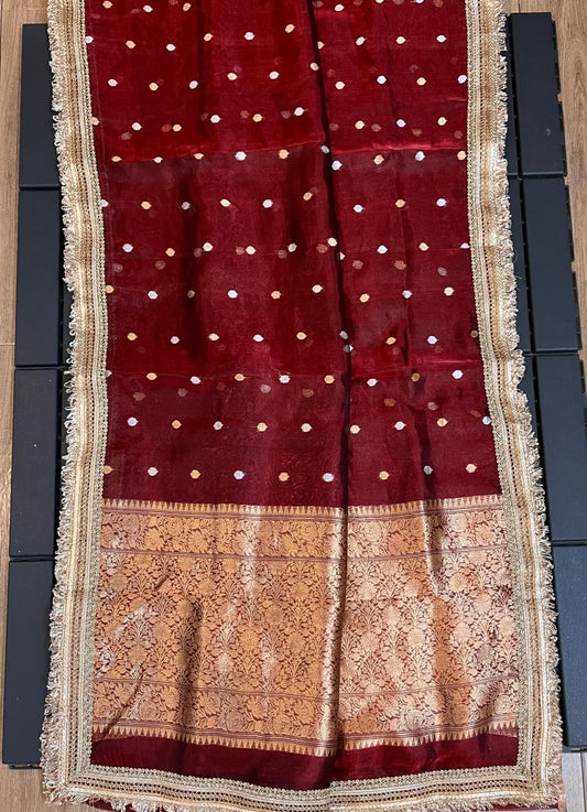 Pure Tissue Silk Saree With  Heavy Lace