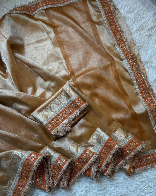 Banarasi Tissue Silk Saree With lace work border