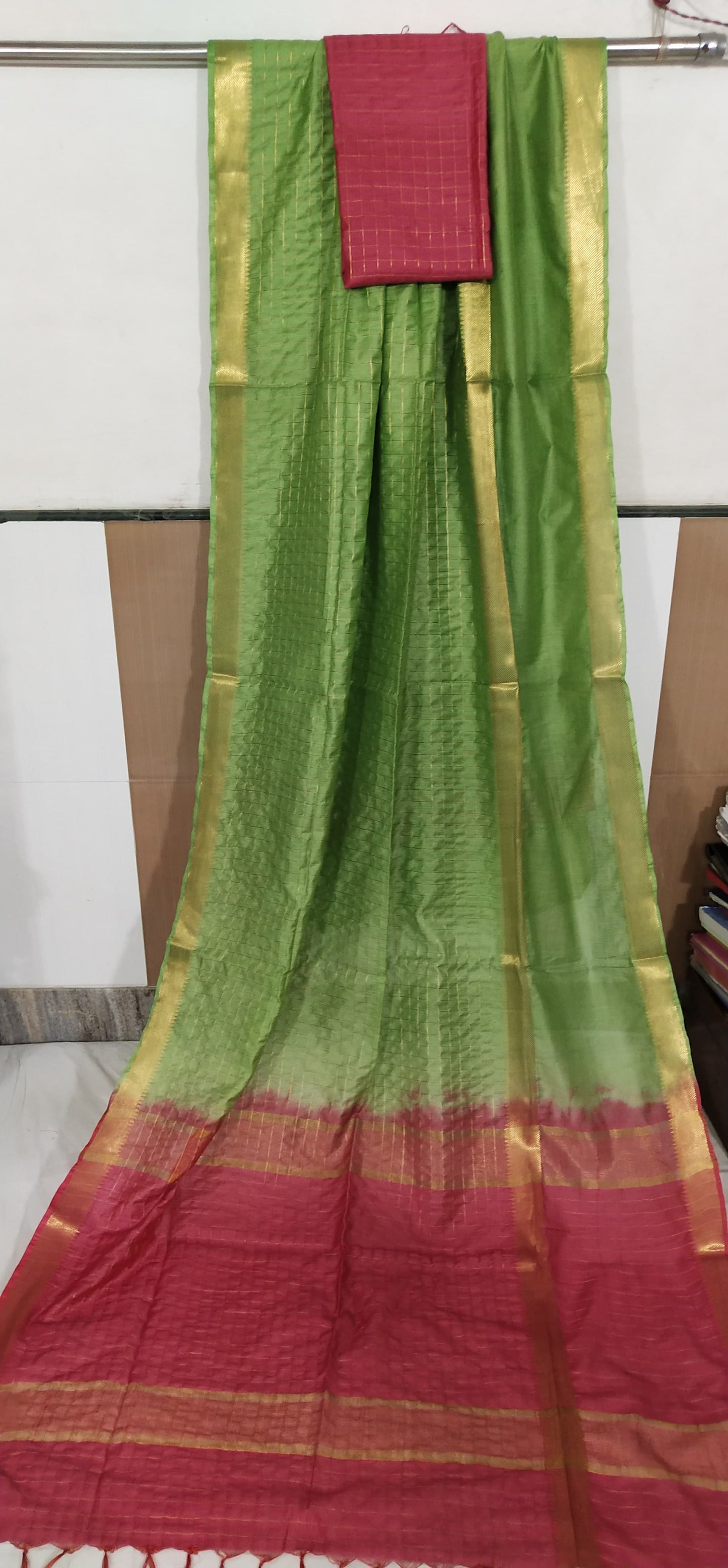 Pure Cotton Silk Mangalagiri  Saree With  Blouse .