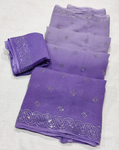 Pure Diamond Chiffon Saree With Blouse