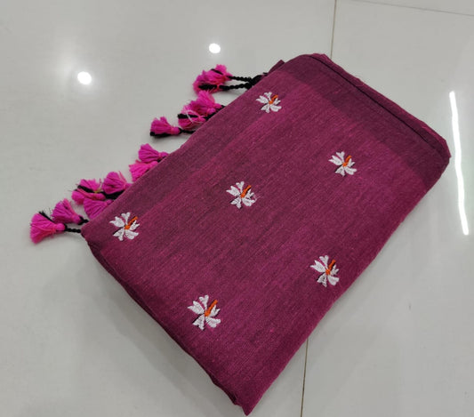 Pure  Khaddi Cotton Saree  With   Running  Blouse