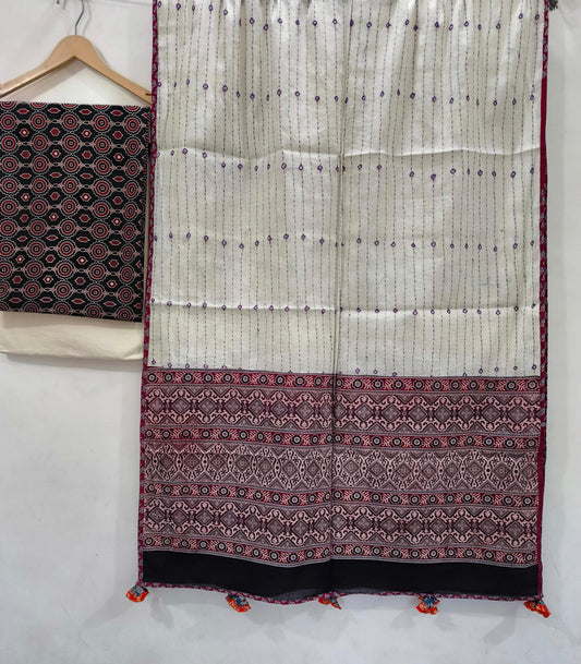 Ajrakh print cotton top With ajrakh mirror work  dupatta