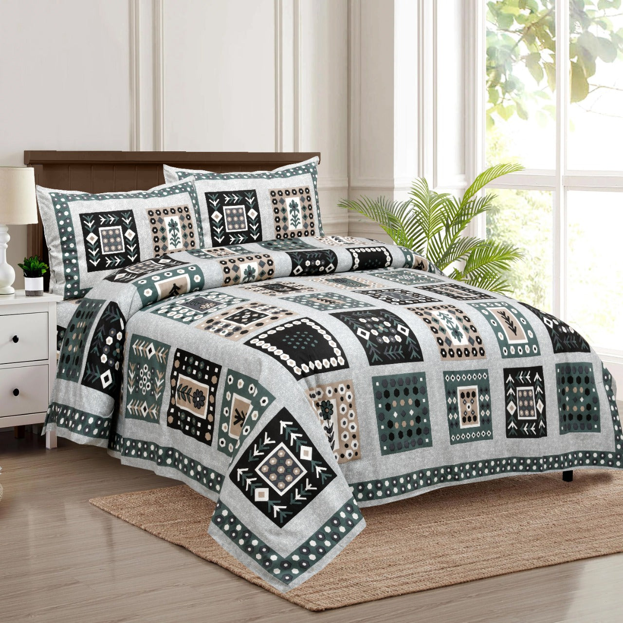 Pure Cotton Jumbo Size Double Bedsheet. ( 108X 108) with pillow covers