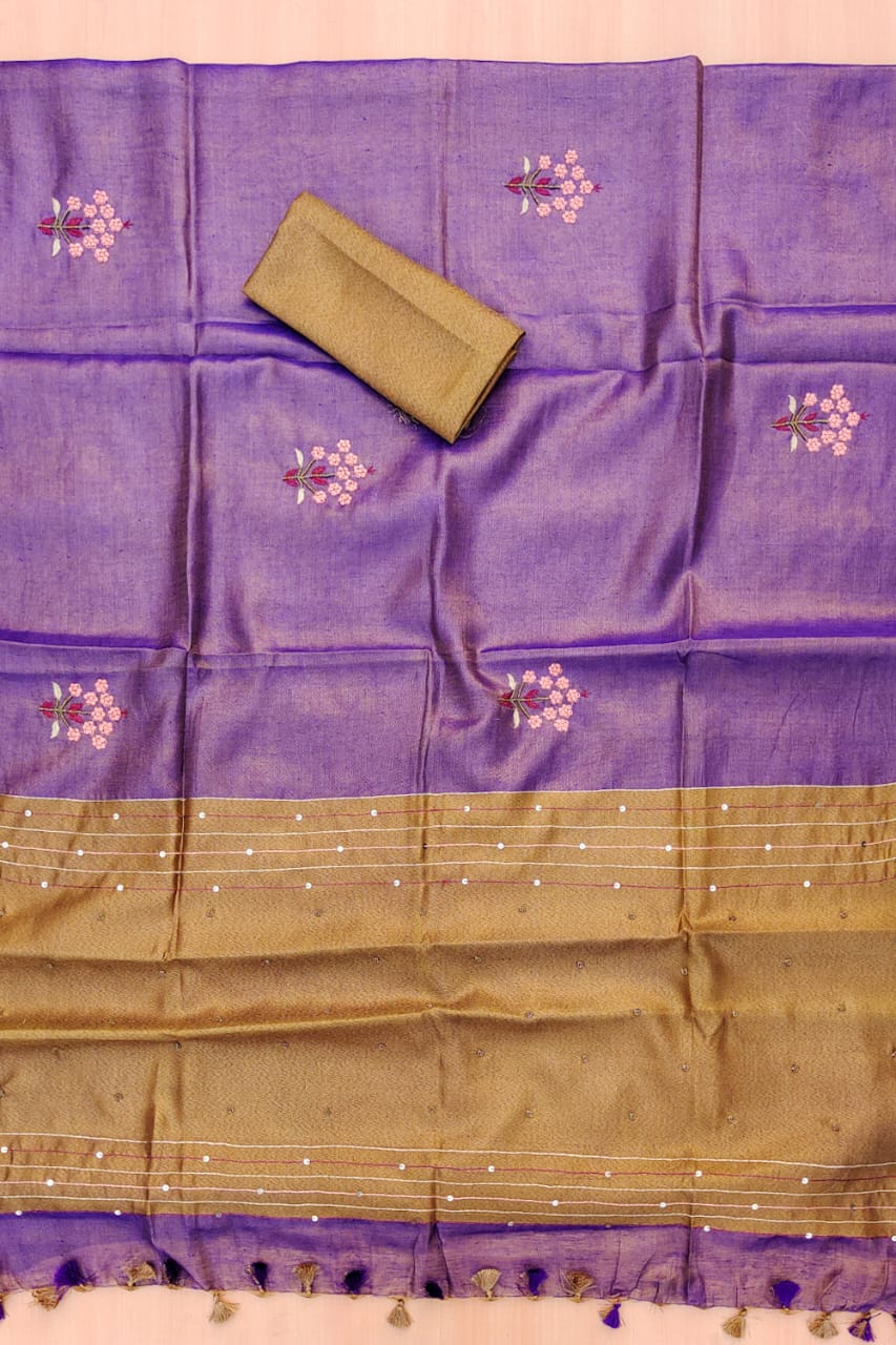 Pure Tissue Linen Saree With Handloom Perfection