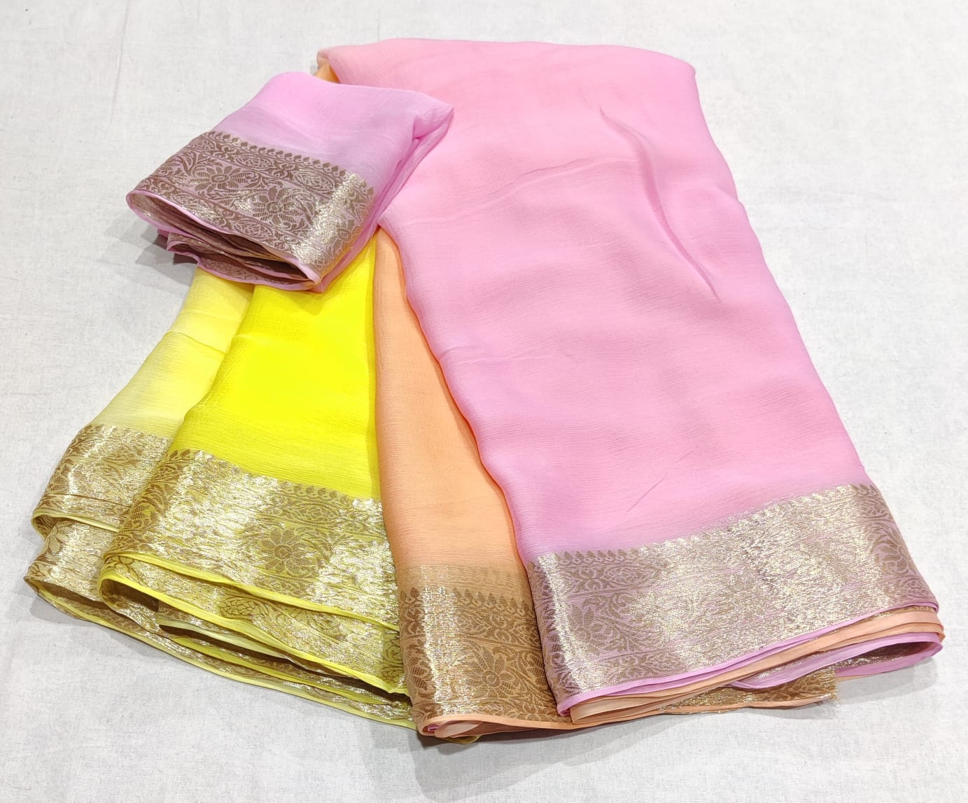 Pure chiffon with banarasi border beautiful saree