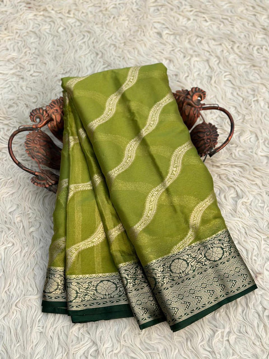 Banarasi Chinon Georgette Silk Saree With Zari Work