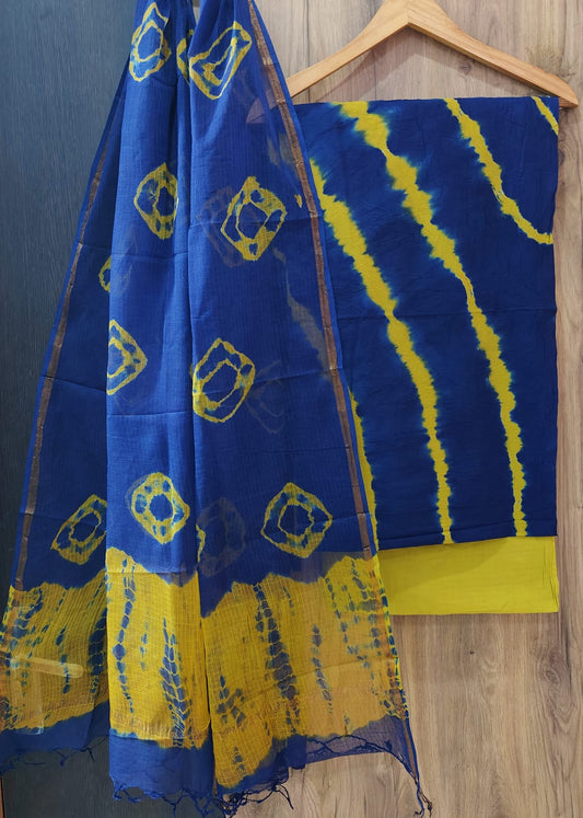 Pure Cotton Hand Block Print Suit With Kota Doriya Dupatta