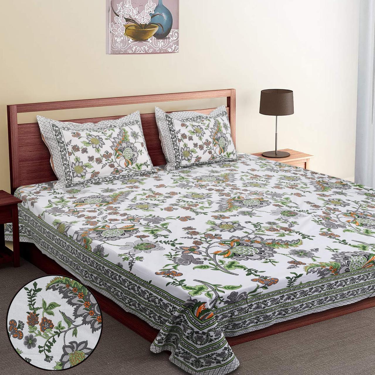 Pure Cotton Jumbo Size Double Bedsheet. ( 108X 108) with pillow covers