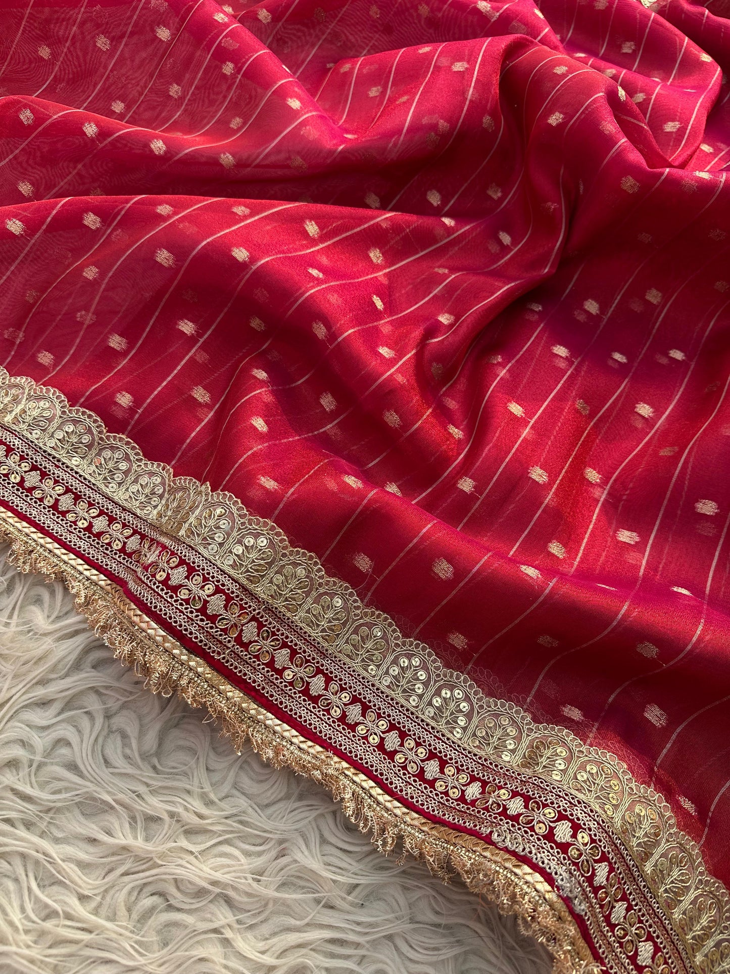 Banarasi Tissue Silk  Heavy Lace Saree With Blouse