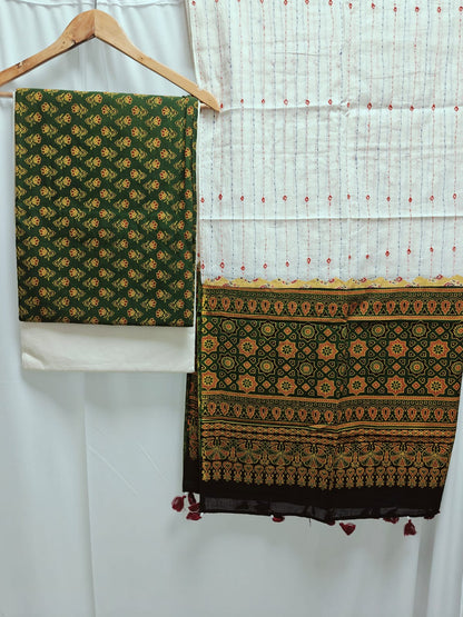 Ajrakh print cotton top With ajrakh mirror work  dupatta