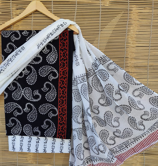 Exclusive new hand block printed cotton suits with cotton duptta