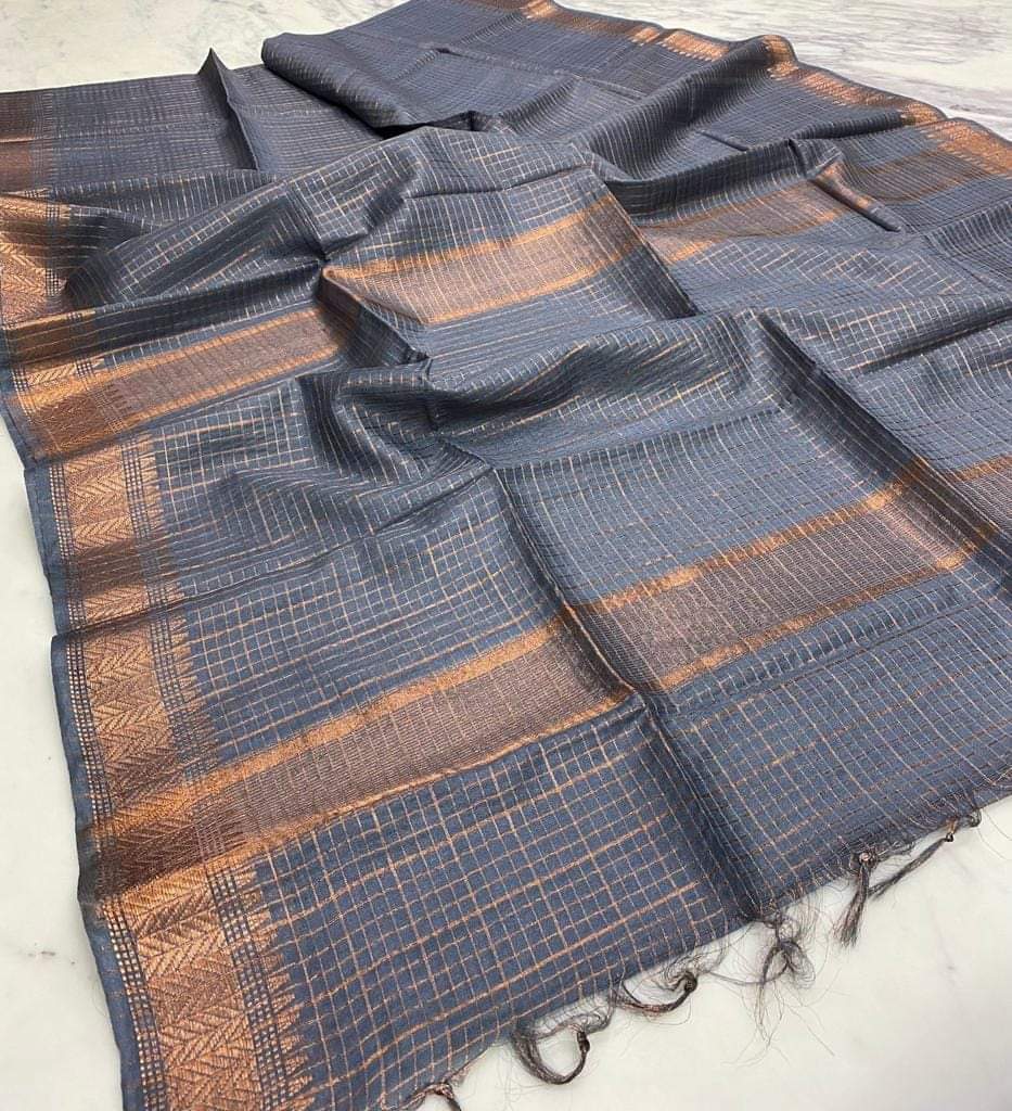 Pure Cotton Silk Mangalagiri Saree With Running Blouse .