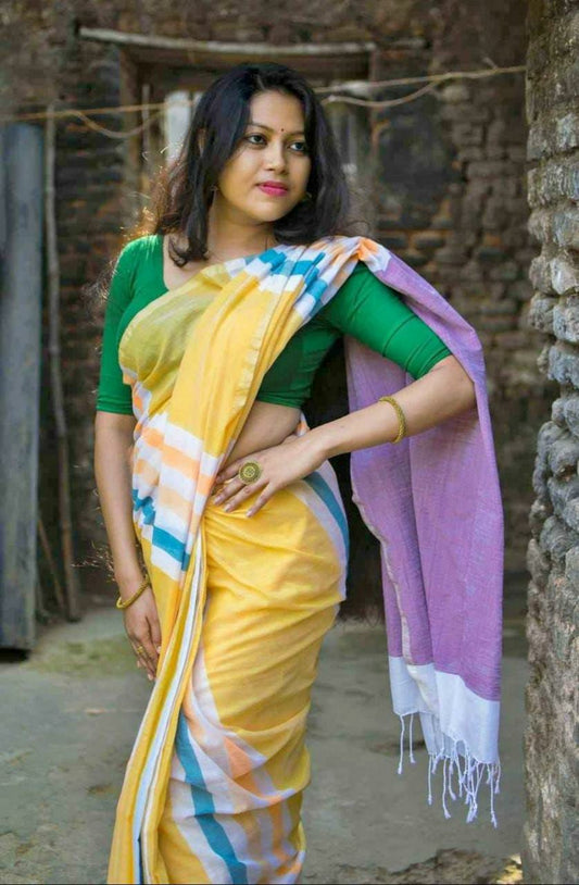 Pure Khaddi Cotton Saree With Blouse