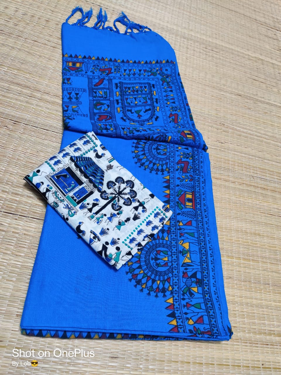 Pure Khaddi  Cotton With Madhubani Print Saree