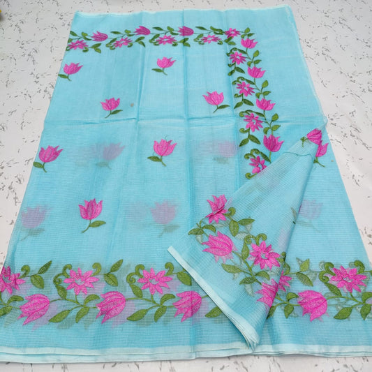 Beautiful Kota Cotton Hand  Block Print Work Saree