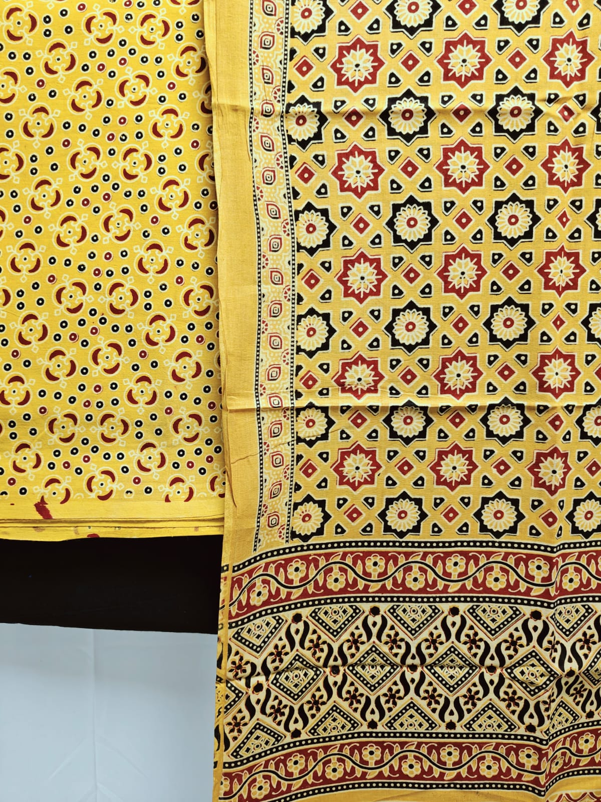 Ajrakh print cotton top With ajrakh mirror work  dupatta