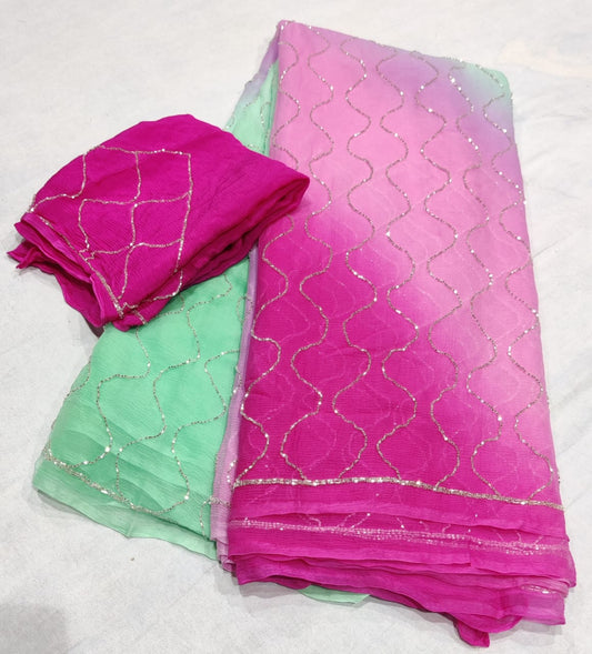 Pure Diamond Chiffon Saree With  Blouse