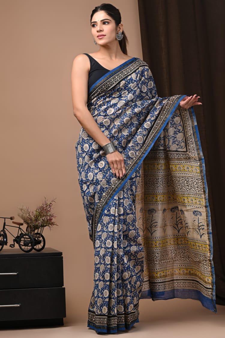 Traditional Hand-block Print Chanderi Silk Saree