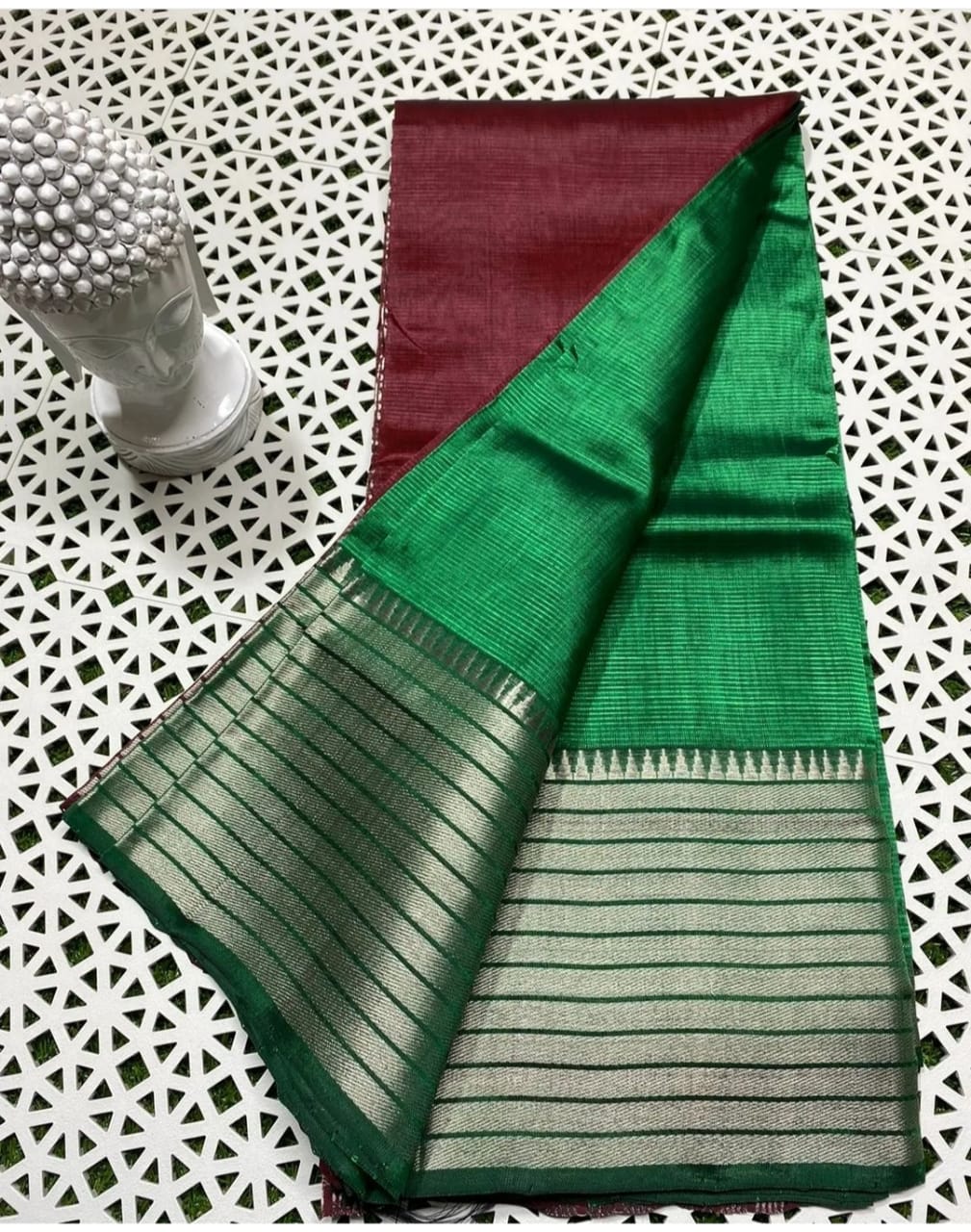 Pure Cotton Silk Mangalagiri Saree With Running Blouse .