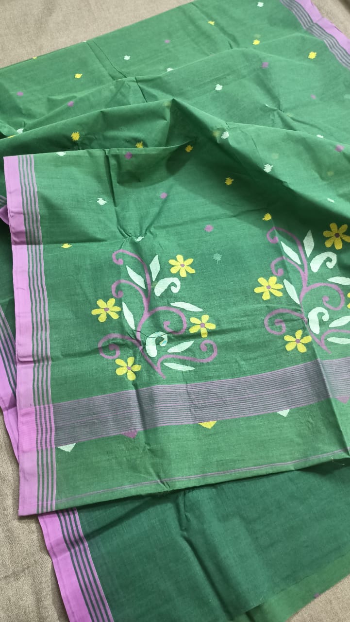 Pure Cotton needle work jamdani Saree