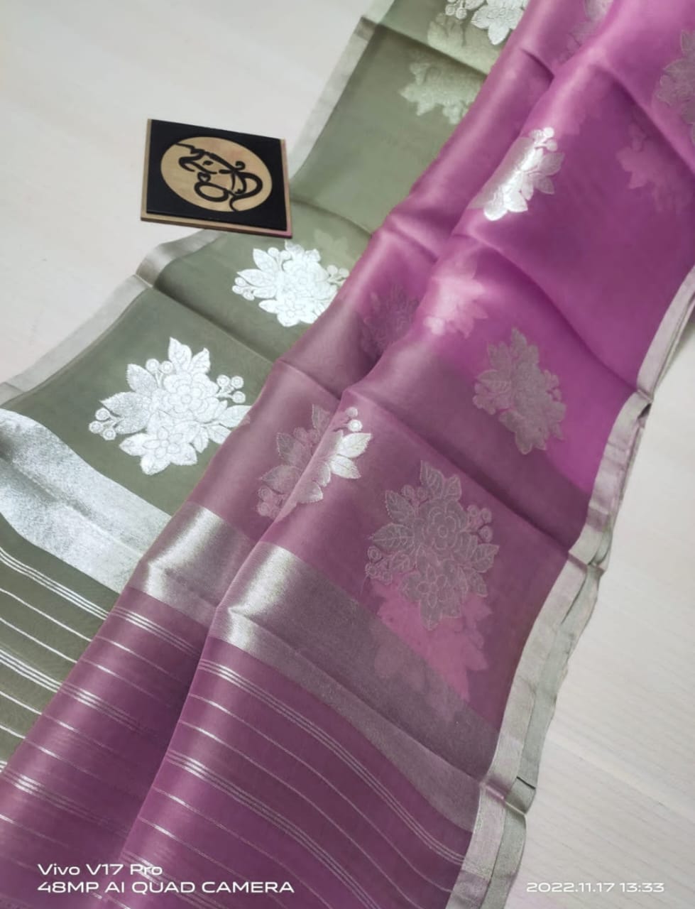 Pink Kora Silk Saree with Gota Patti Work - PSADH3173 from saree.com