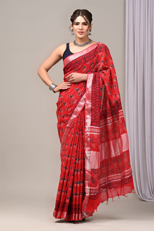 Traditional Hand-block Print Chanderi Silk Saree