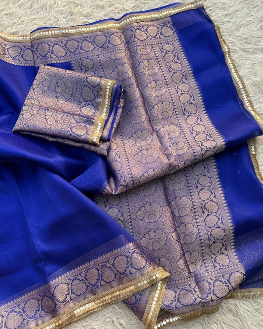 Banarasi Tissue Silk Saree With lace work border