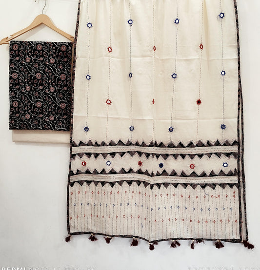 Ajrakh print cotton top With ajrakh mirror work  dupatta