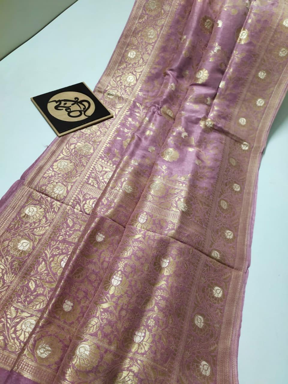 Banarasi Semi Katan Georgette Meenakari flowy Silk Saree