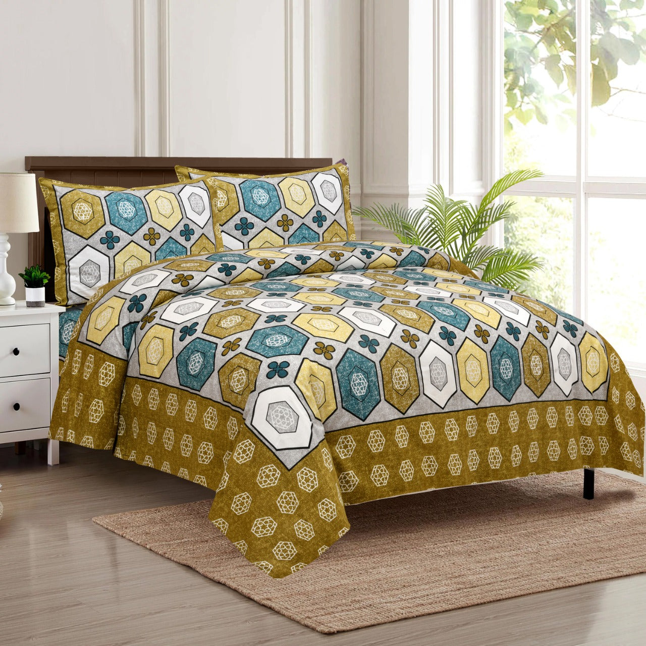 Pure Cotton Jumbo Size Double Bedsheet. ( 108X 108) with pillow covers