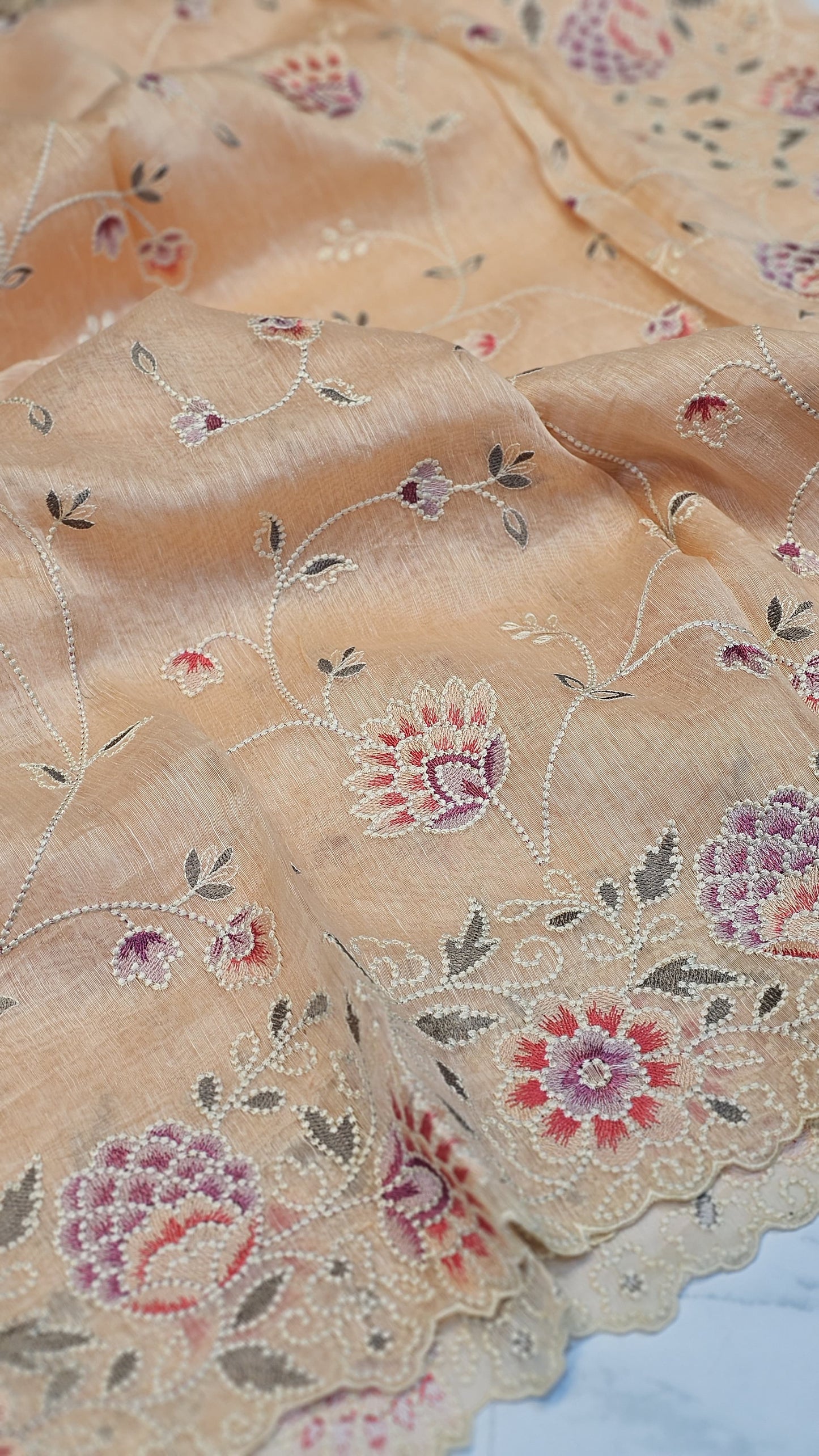 Pure organza silk embroidery  work  saree with blouse