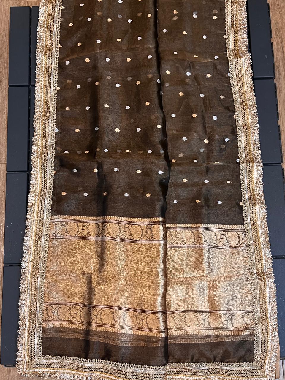 Pure Tissue Silk Saree With  Heavy Lace