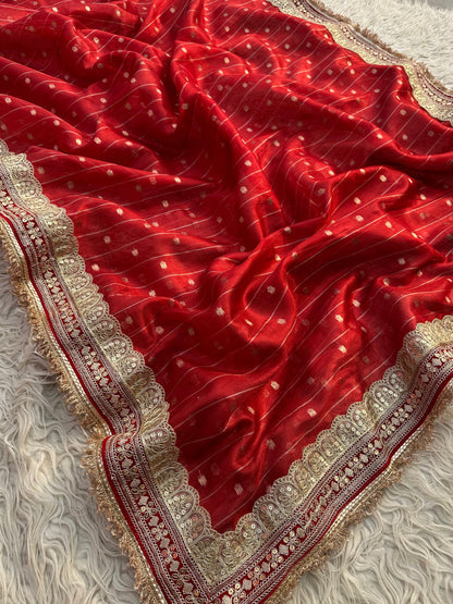 Banarasi Tissue Silk  Heavy Lace Saree With Blouse