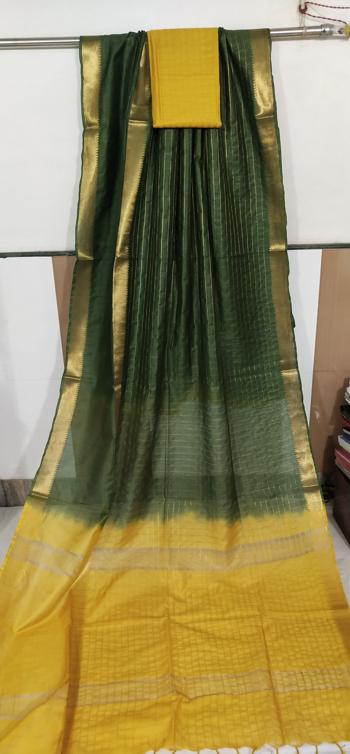 Pure Cotton Silk Mangalagiri  Saree With  Blouse .