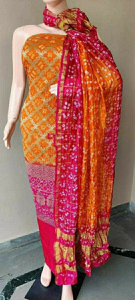 Designer Pure Cotton Beautiful Gota Patti Unstitched suit