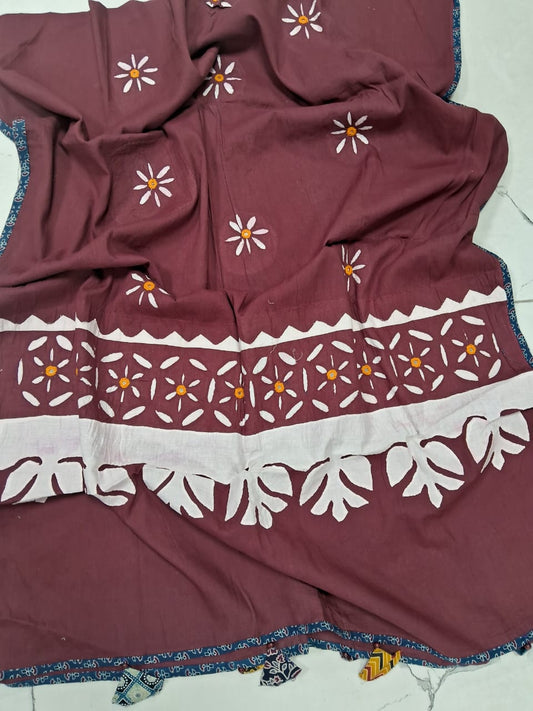 Pure cotton Applique Work Dupatta.