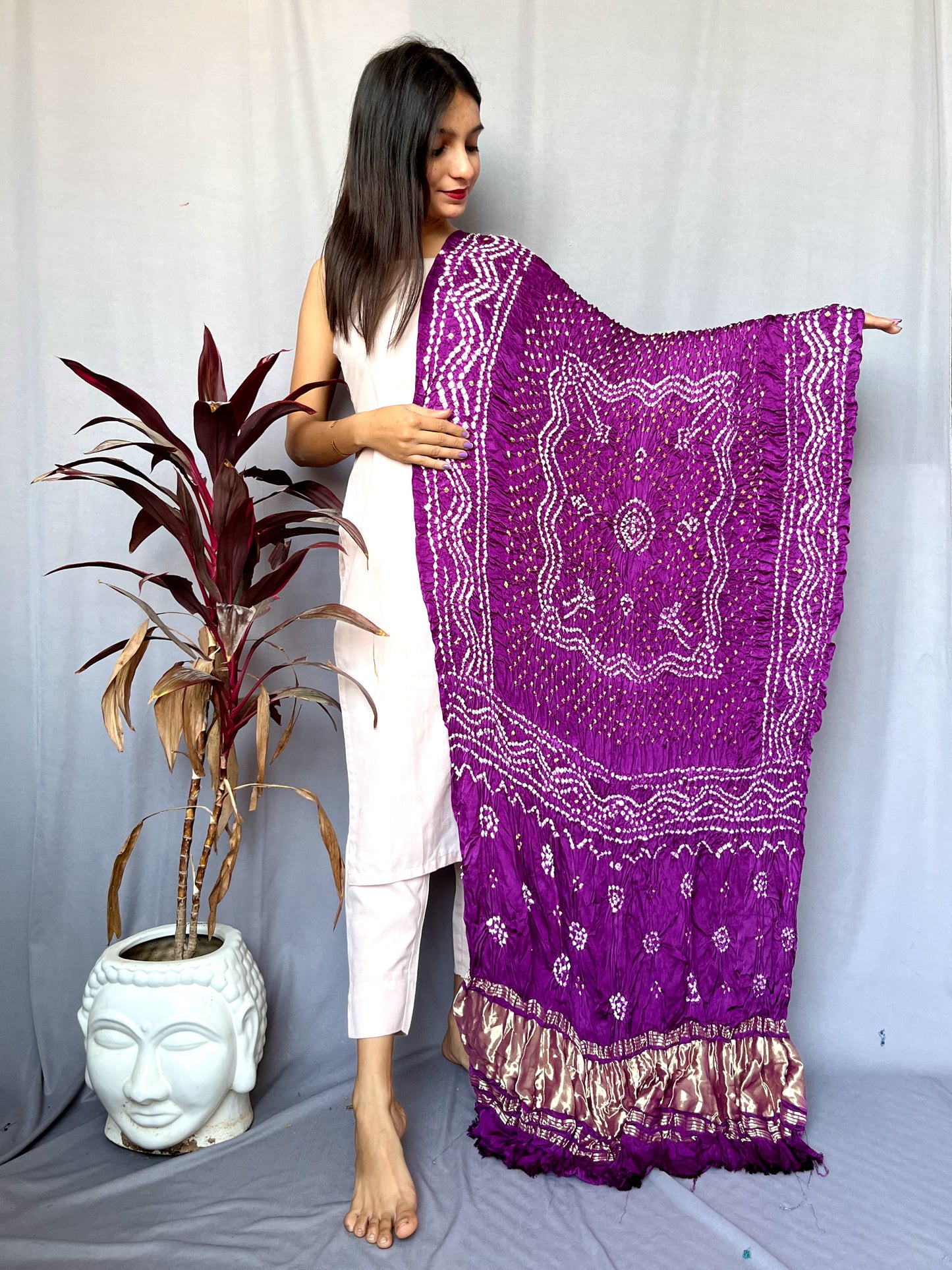 Pure Modal Silk  Bandhaj  Print   Dupatta